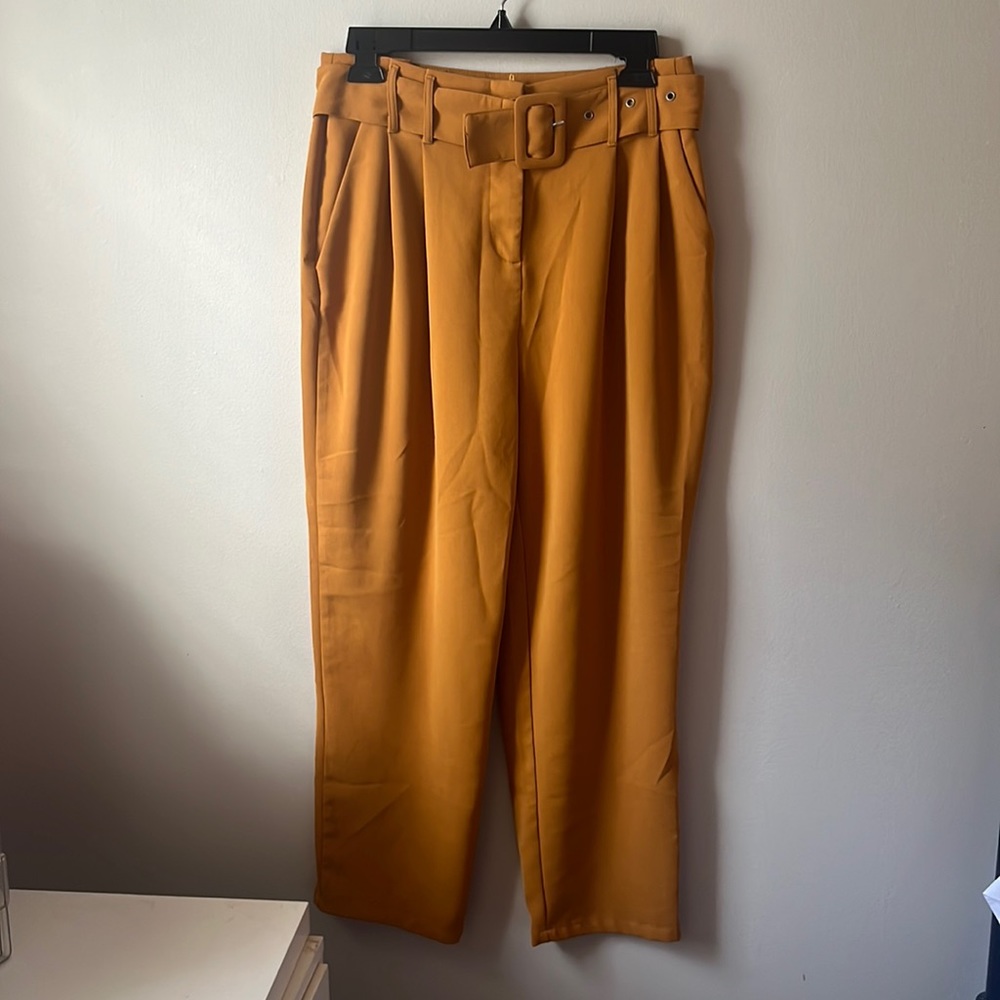 Mustard belted trouser